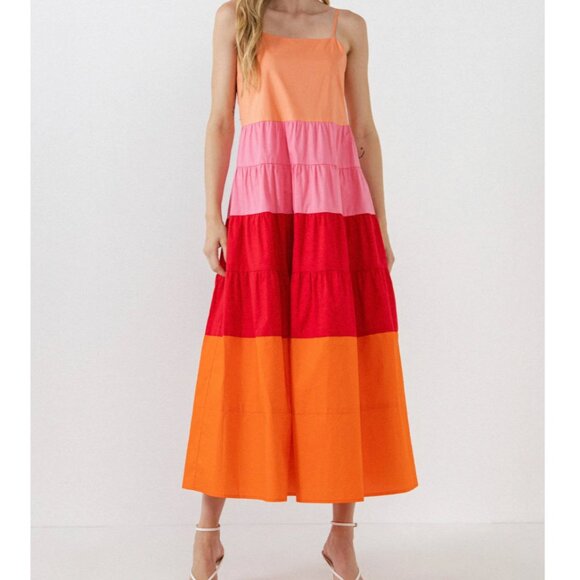English Factory Dress Maxi Spaghetti Strap - Picture 1 of 8